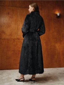 Jaket Bulu Imitasi Lengan Panjang Gaya Vintage dengan Anyaman Bulu Rubah, Mode Musim Gugur Wanita Terbaru - Product Image 5