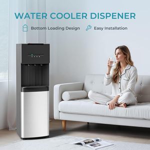 Distributeur d'eau à chargement par le bas Euhomey, pour bouteille de 5 gallons, 3 réglages de température (froid, tiède, chaud), en acier inoxydable noir - Product Image 3