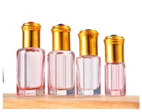 Flacon à bille octogonal en verre couleur personnalisée Hongsheng pour échantillons d'huiles essentielles et soins de la peau, impression sérigraphique de logo personnalisé