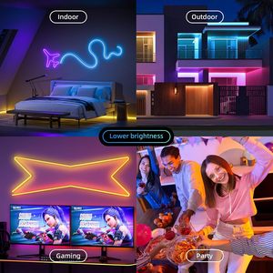 Kit de Tira de <span class=keywords><strong>Luz</strong></span> <span class=keywords><strong>LED</strong></span> <span class=keywords><strong>Flexible</strong></span> Digital Inteligente RGBIC de 5m, 8x17mm, Luces de Tira, 12v 24v, Silicona, RGB, Luces de Cuerda de Neón <span class=keywords><strong>LED</strong></span> Flexibles - Product Image 6