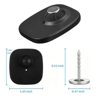 Système de sécurité antivol EAS pour supermarché, mini-étiquettes rigides magnétiques carrées RF 8,2 MHz 58 KHz, capteur d'alarme en ABS noir/blanc pour tissus