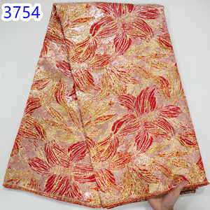 Tissu de dentelle africaine 2023 Tissu de dentelle brocart jacquard doré français de haute qualité pour robes de soirée élégantes nigérianes 3754 - Product Image 4