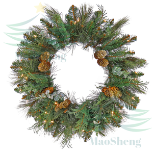 Guirnalda Navideña Preiluminada con LED, Decoración Artificial para Puerta, Adorno Navideño para el Hogar, Venta al por Mayor de Fábrica - Product Image 1