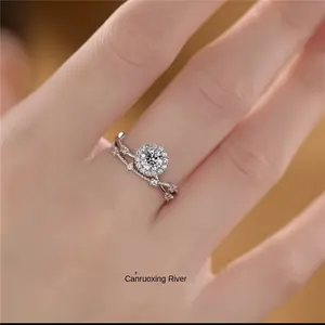 Chinese Jewelry Wholesale Sterling Silver 925 Moissan Diamond 0.5 Ct Diamond Ring Platinum Plated Moissanite Ring