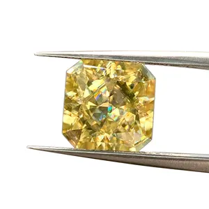 멋진 생생한 노란색 Asscher 컷 분쇄 얼음 느슨한 보석 만들기 GRA 인증서 moissanite 다이아몬드