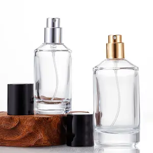 Nuevo PB061 caliente 30ml 50ml100ml paso botella de perfume de vidrio transparente, cubierta negra
