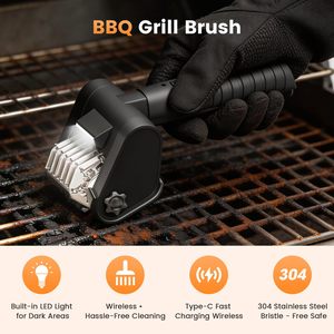 Brosse de nettoyage de grille électrique rotative sans fil rechargeable avec angle réglable, sans perte de poils, stock d'usine - Product Image 3