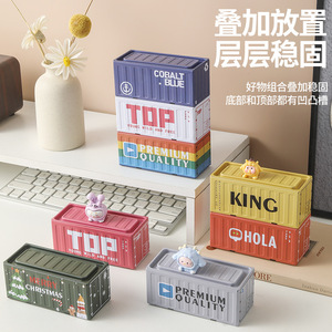 Premium Quality Metal Container Storage Box <b>Desktop</b> Organizer Rectangular Multi Color Design For Living Room Study - Product Image 5