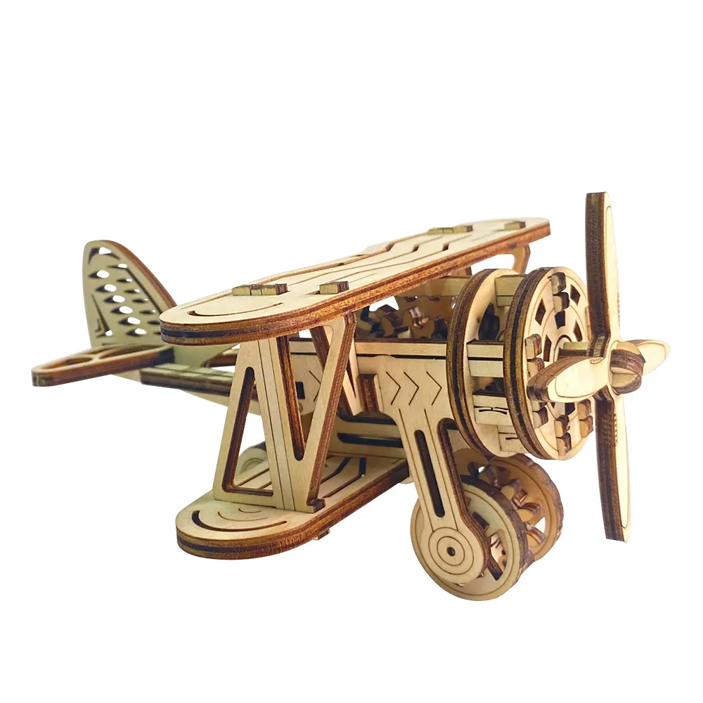 Mainan Mekanis Model Pesawat Terbang Kayu Baru Mainan Puzzle Kayu 3d untuk Dewasa dan Anak untuk Membangun Hadiah Unik