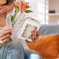 B635 bougie blanche Transparent cadeau emballage boîte papier merci étiquette faisceau chanvre corde mariage anniversaire vide bougie pot et boîte