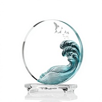 Nuevo Trofeo Ecológico Minimalista con Grabado 3D en Cristal, Impresión UV, Personalizable, Recuerdo de Honor para Empleados