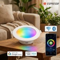 Plafonnier LED intelligent 4 pouces RGBCW 900LM ESP Wifi pour Alexa Google, contrôle par application, intensité variable, pour la maison
