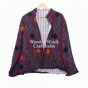 Vintage Best Quality Handmade Suzani Embroidery <b>Velvet</b> Winter <b>Jacket</b> <b>Women</b> Short Suzani <b>Jacket</b> Free Size Short Quilted <b>Jacket</b> - Product Image 1