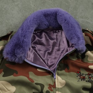 Giacca Bomber Corta <span class=keywords><strong>con</strong></span> Zip e Stampa Personalizzata a Motivo Mimetico, Cappotto da Pilota <span class=keywords><strong>con</strong></span> Ricamo, Giacca da Volo in Nylon <span class=keywords><strong>con</strong></span> Colletto in <span class=keywords><strong>Pelliccia</strong></span> per <span class=keywords><strong>Uomo</strong></span> - Product Image 2