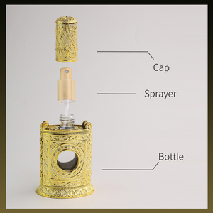 Flacon de <span class=keywords><strong>parfum</strong></span> vide de luxe Eric 50 ml, cylindrique, en verre doré, style arabe, avec bouchon à vis - Product Image 5