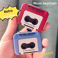 Porte-clés magnétophone rétro avec fonction d'enregistrement, pendentif tendance, accessoires pour sac à dos, vente en gros, cadeaux pour couples