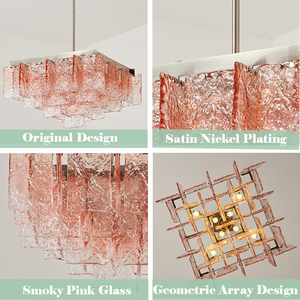 Lustre suspendu en verre texturé rose antique américain, style Art déco italien du milieu du siècle, pour <span class=keywords><strong>salle</strong></span> à manger - Product Image 5