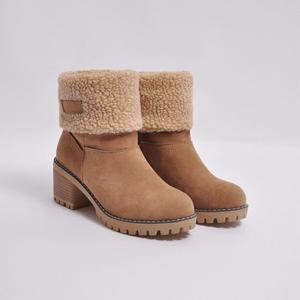 Botas de nieve plegables de Invierno para mujer, zapatos con piel de felpa, botines informales sin cordones, <span class=keywords><strong>calzado</strong></span>, Botas, botines para mujer, <span class=keywords><strong>calzado</strong></span> - Product Image 2