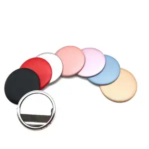 Cheap Single Side Pocket Makeup Mirrors Small Round PU Leather Compact Mirror