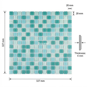Mosaïque de verre recyclé turquoise menthe et mousse marine, tesserae vitreuse tourbillonnée aventurine, moderne, pour salle de bain, piscine, aquatique - Product Image 3