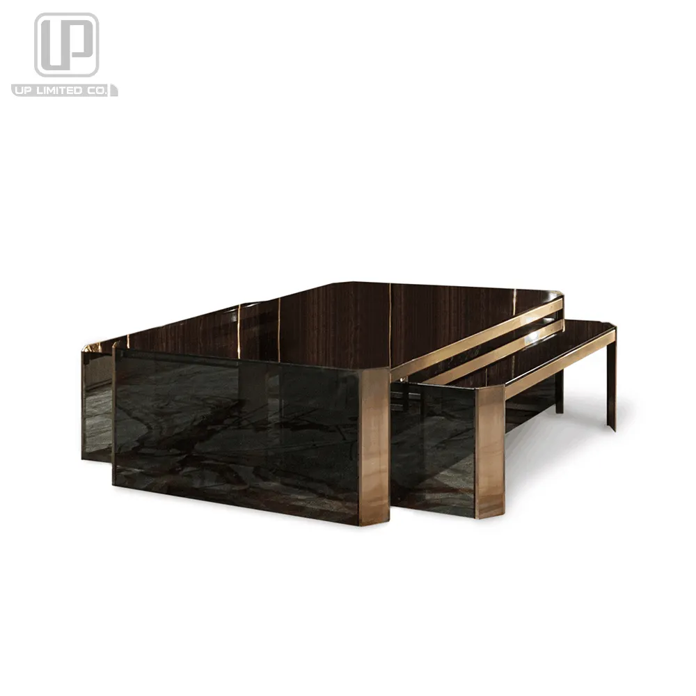 Новая модель современного журнального столика для гостиной черный кофейный столик из закаленного стекла с конструкцией из нержавеющей стали