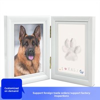Cadre photo commémoratif pour animaux de compagnie en bois, design classique transfrontalier, avec support pliable pour empreintes de pattes et de mains
