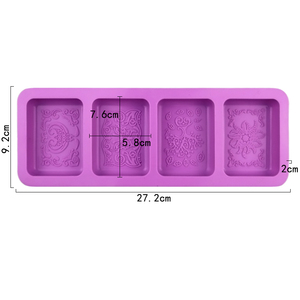Molde de Silicona para Pasteles de Diseño Tradicional Rectangular de 4 Cavidades, Muestras Gratis de Fábrica de Repostería, Moldes de Silicona para Velas, Moldes para Hacer Jabón - Product Image 2
