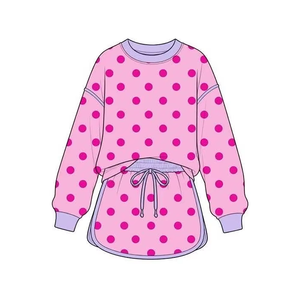 Ensembles personnalisables 2 pièces pour petites filles : haut à manches longues et jupe à pois – Tenues décontractées printemps-automne - Product Image 5
