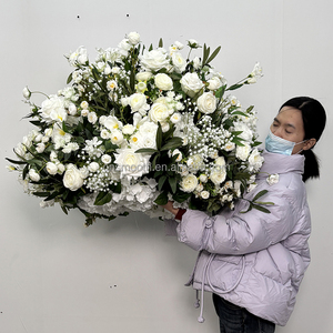 ลูกบอลดอกไม้ประดิษฐ์ขนาดใหญ่สีเขียวสีขาวขนาด80ซม. ที่แขวนลูกบอลจูบสำหรับงานแต่งงานคริสต์มาส/งานรับปริญญาตกแต่งเรียบ - Product Image 3