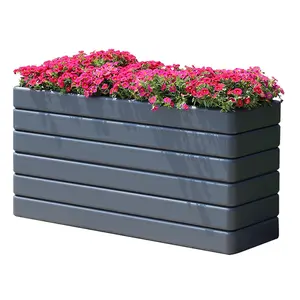 购买方形户外大型金属廉价花园花盆盒散装种植高大花盆