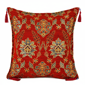 Traditional Red Turkish Cushion <b>Cover</b> With Tulip Design From Turkey - Product Image 2