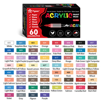 Marqueurs de Peinture Acrylique, Stylos de Peinture, 60 Couleurs Liquides Fournitures d'Art pour Roches, Bois, Pierre, Tissus, Artisanat DIY