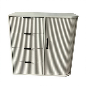 Buffet moderne écologique avec porte coulissante, 4 tiroirs, bois rainuré, table de bar à café, cuisine, <span class=keywords><strong>salon</strong></span> - Product Image 2