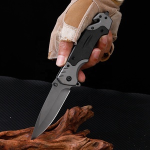 Couteau pliant en acier inoxydable enduit gris bouton poussoir brise-verre coupe-corde pince de poche personnalisable pour Camping EDC extérieur - Product Image 4