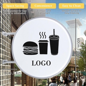 Wall-Mounted Round Double-sided Waterproof Outdoor LED <b>Advertising</b> Projecting <b>Light</b> <b>Box</b> Signsfor Stores Shops - Product Image 2