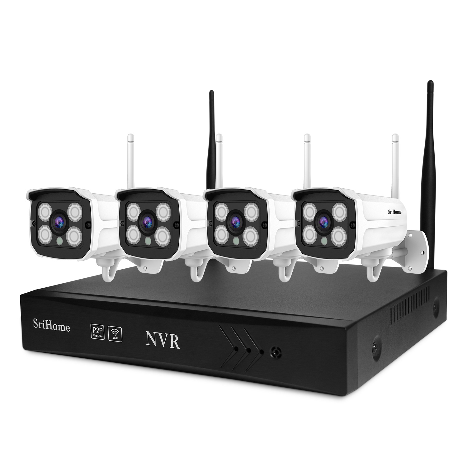 Srihome Открытый водонепроницаемый 8-канальный сетевой видеорегистратор Wifi NVR Kit Система с 4-мя камерами 2MP беспроводная IP камера