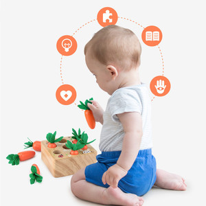 Montessori Wooden Shape Sorting Matching <b>Puzzle</b> Carrots Harvest Game <b>Puzzle</b> Cube Educational Toys for Toddlers Babies Boys - Product Image 2
