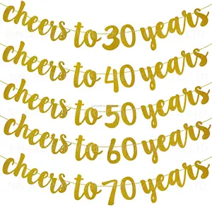 चीयर्स करने के लिए 21-80 साल चमक बैनर खुश जन्मदिन की पार्टी सजावट शादी की सालगिरह सजावट