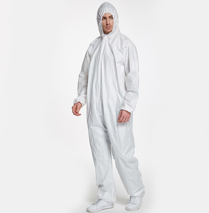SJ giá rẻ dùng một lần Coverall không dệt microporous PP + PE phim Coverall type5/6 Coverall - Product Image 1