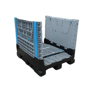 QS Collapsible Use Plastic Pallet Boxes Plastic Bins Pallet Containers Large Volume With Lid