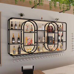 L'armadietto del vino illuminato sulla parete del bar, il portabottiglie montato a parete la vetrina appesa <span class=keywords><strong>al</strong></span> <span class=keywords><strong>muro</strong></span> nella sala da pranzo - Product Image 2