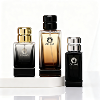 Flacon de parfum en verre rectangulaire personnalisé de luxe avec bouchon doré et boîte, dégradé de couleurs, 30 ml, 50 ml, 100 ml, avec pulvérisateur à air