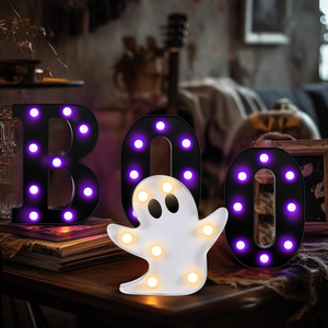 ไฟ LED ตกแต่งฮาโลวีน, ไฟตัวอักษร BOO, ไฟส่องสว่างสุดหลอน, ไฟผีสุดตื่นเต้น, ไฟสำหรับเทศกาล, ไฟตกแต่ง - Product Image 1