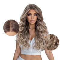 Perruque nouée à la main de style européen et américain, fil de soie, 13*6 pouces, naturelle, réaliste, respirante, facile à porter, dégradé doré pour femme