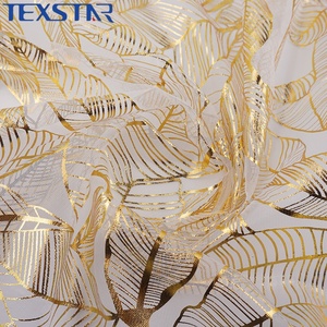 Yeni Moda %100 Polyester Parlak File, Folyo Yaprak Baskılı Sıcak Yaldızlı Tül Kumaş Giyim Parti Eteği - Product Image 3