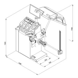 Équilibreuse et aligneuse de roues SM-B190H avec pointeur laser, vitesse d'équilibrage 140 tr/min, mode veille - Product Image 3
