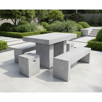 Ensemble complet de table et de tabourets en ciment faits à la main de style traditionnel avec un design personnalisable, meubles d'extérieur pour les parcs