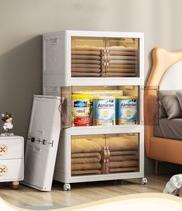 Boîte de Rangement Pliable et Empilable en Plastique pour la Maison, Bacs pour Vêtements, Couettes avec Couvercles et Roulettes - Product Image 3