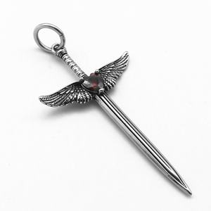 Colgante de Diamantes de Joyería Vintage de Acero de Titanio, Collar con Colgante de Espada de Ángel Vintage de Acero Inoxidable 316, Joyería para Hombre - Product Image 3