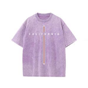 Camiseta de algodón puro lavado con ácido con estampado Retro para hombre, estilo callejero, cuello de alta calidad, gran tamaño, longitud corta, venta al por mayor de fábrica - Product Image 3